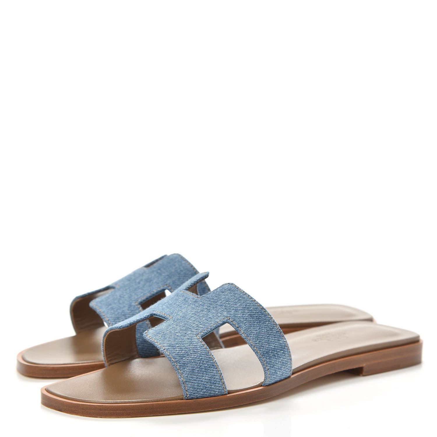 Hermes Denim Canvas Oran Sandals 36.5 Bleu Clair 3 of 8