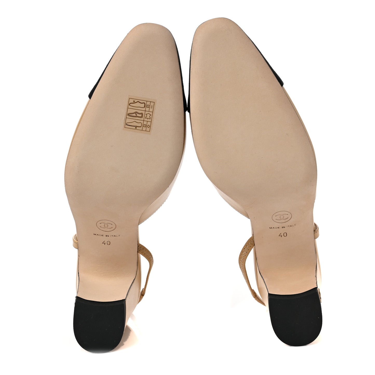 Goatskin Grosgrain Cap Toe CC Slingback Pumps 40 Beige Black
