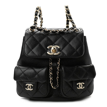 Chanel Shiny Caviar Quilted Small Duma Pockets Drawstring Backpack Black 1 of 11