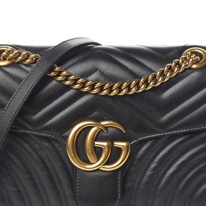 Gucci Calfskin Matelasse Small GG Marmont Shoulder Bag Black 12 of 14