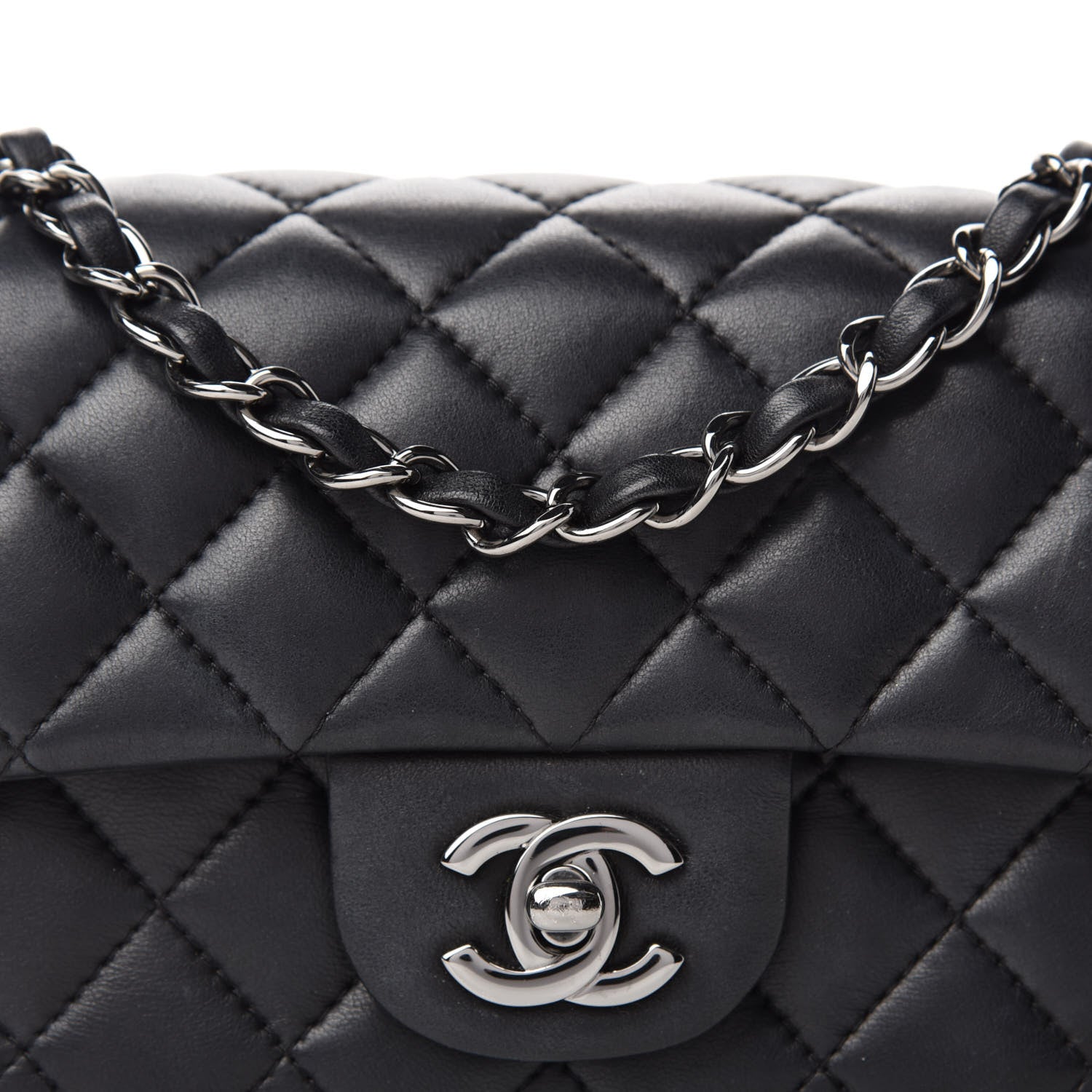 Chanel Lambskin Quilted Mini Rectangular Flap Black 10 of 10
