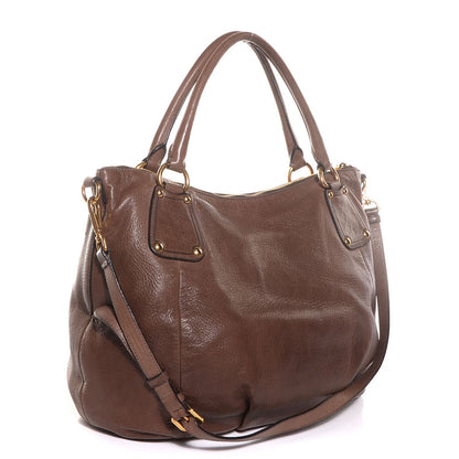 Prada Cervo Shine Tote Teak 3 of 12