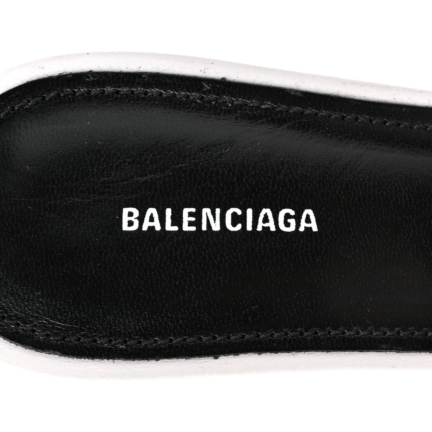 Balenciaga Nappa Stripe Poplin Pointed Toe Knife Chemise Slingback Mules 37 White Navy 8 of 9