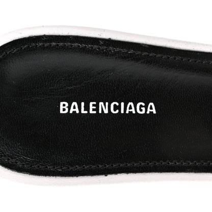 Balenciaga Nappa Stripe Poplin Pointed Toe Knife Chemise Slingback Mules 37 White Navy 8 of 9