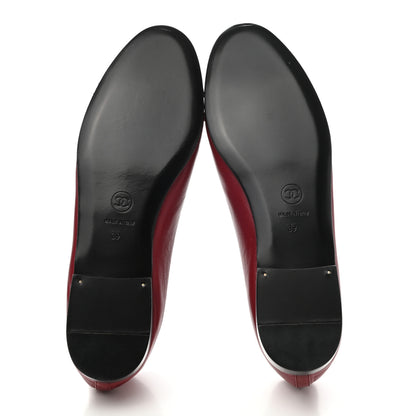 Chanel Lambskin CC Cap Toe Ballerina Flats 39 Red Black 5 of 9