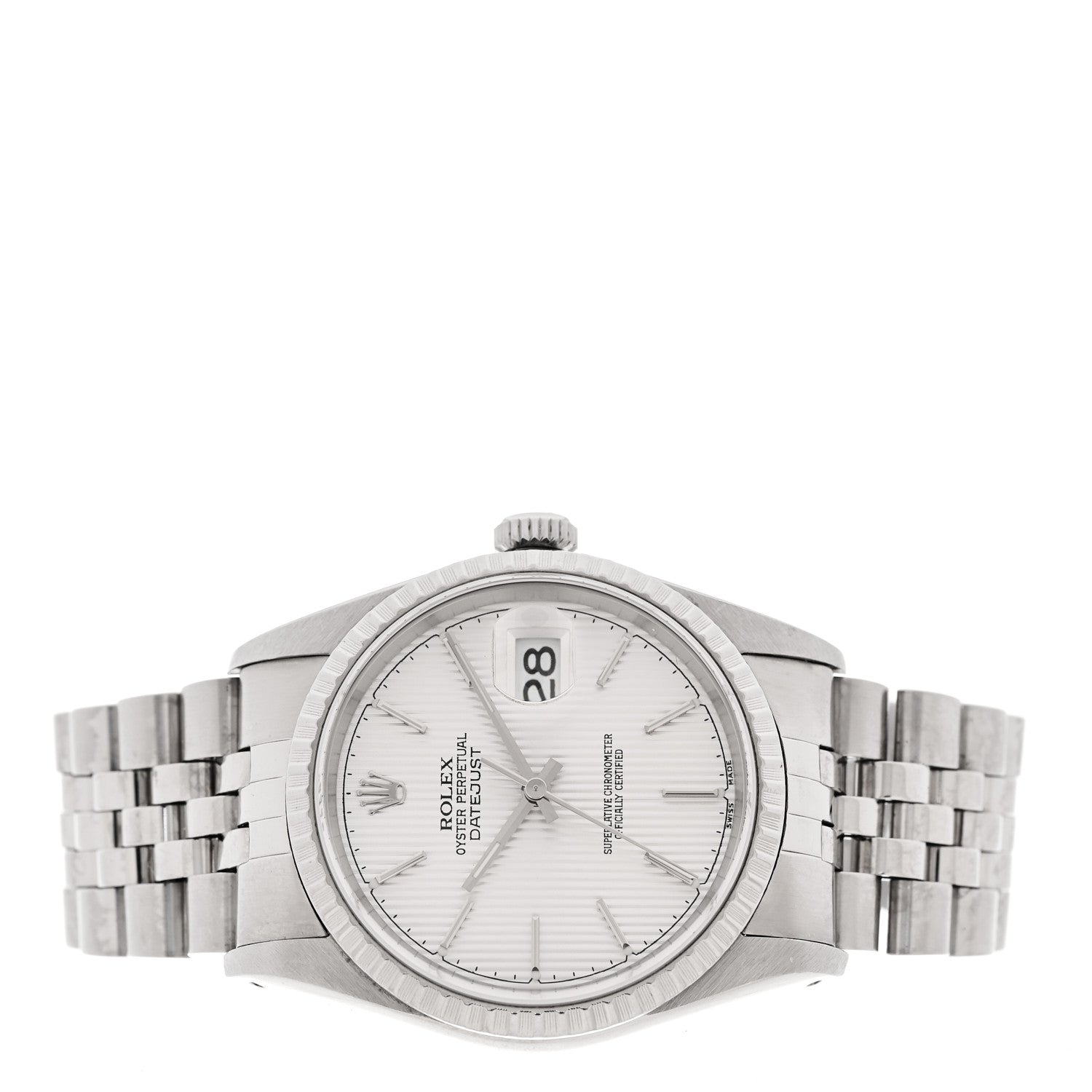 Rolex Stainless Steel 36mm Oyster Perpetual Datejust Watch Silver Tapestry 16220 2 of 4