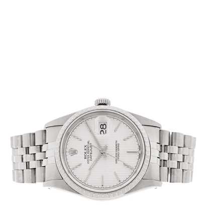 Rolex Stainless Steel 36mm Oyster Perpetual Datejust Watch Silver Tapestry 16220 2 of 4