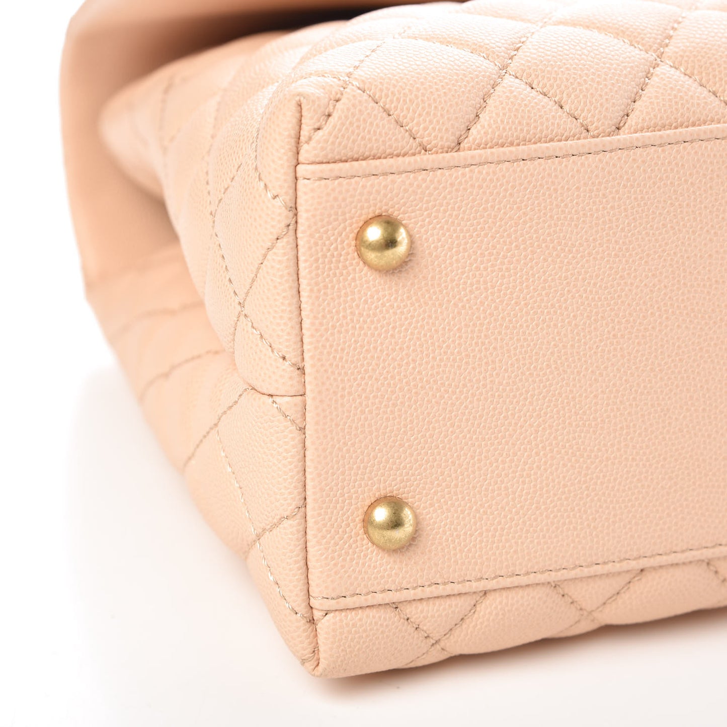 Caviar Quilted Medium Coco Handle Flap Light Beige