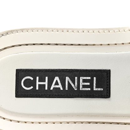 Chanel Raffia Crystal CC Mules Sandals 39 White 8 of 10