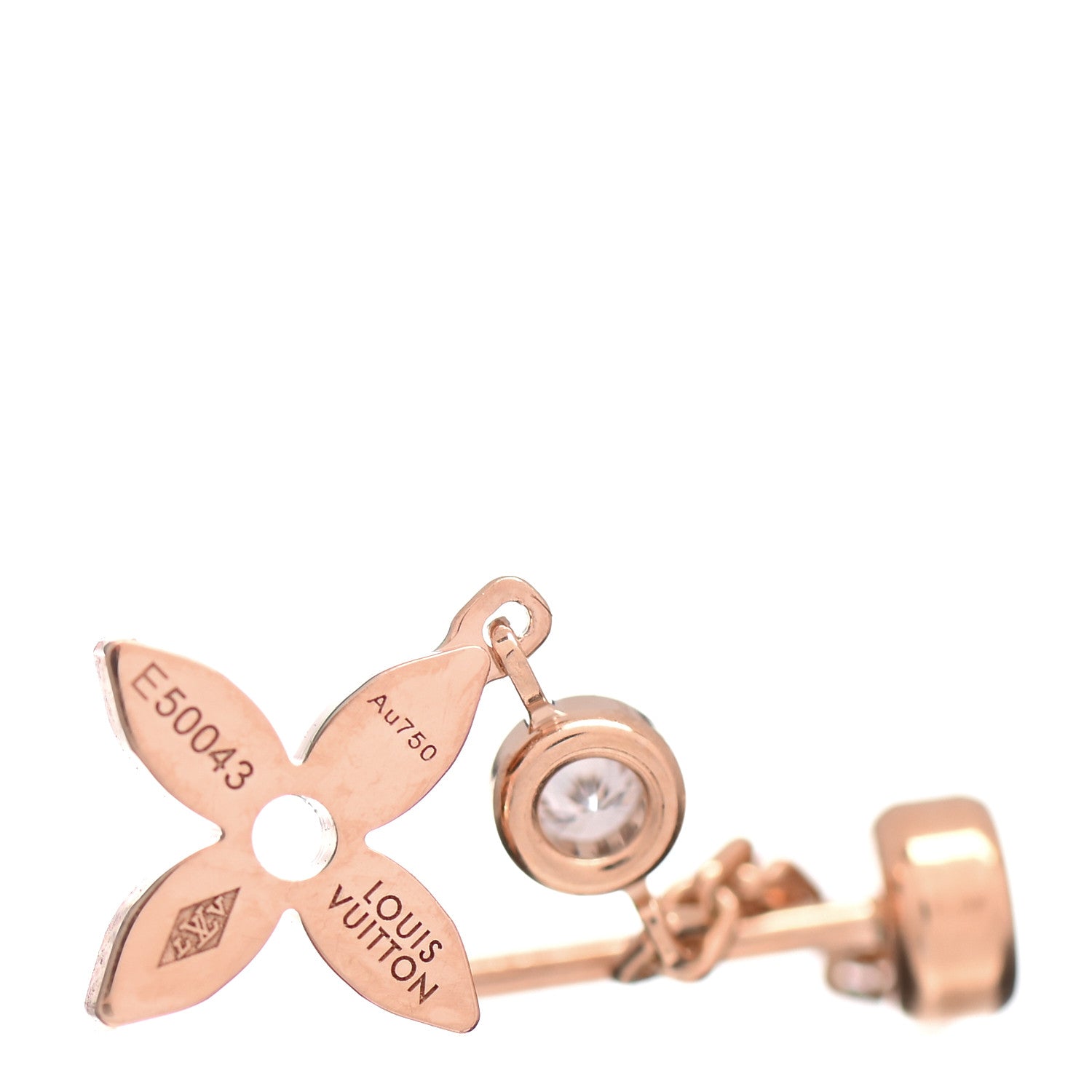 Louis Vuitton 18K Yellow White Pink Gold Diamond Blossom Long Drop Earrings 4 of 5
