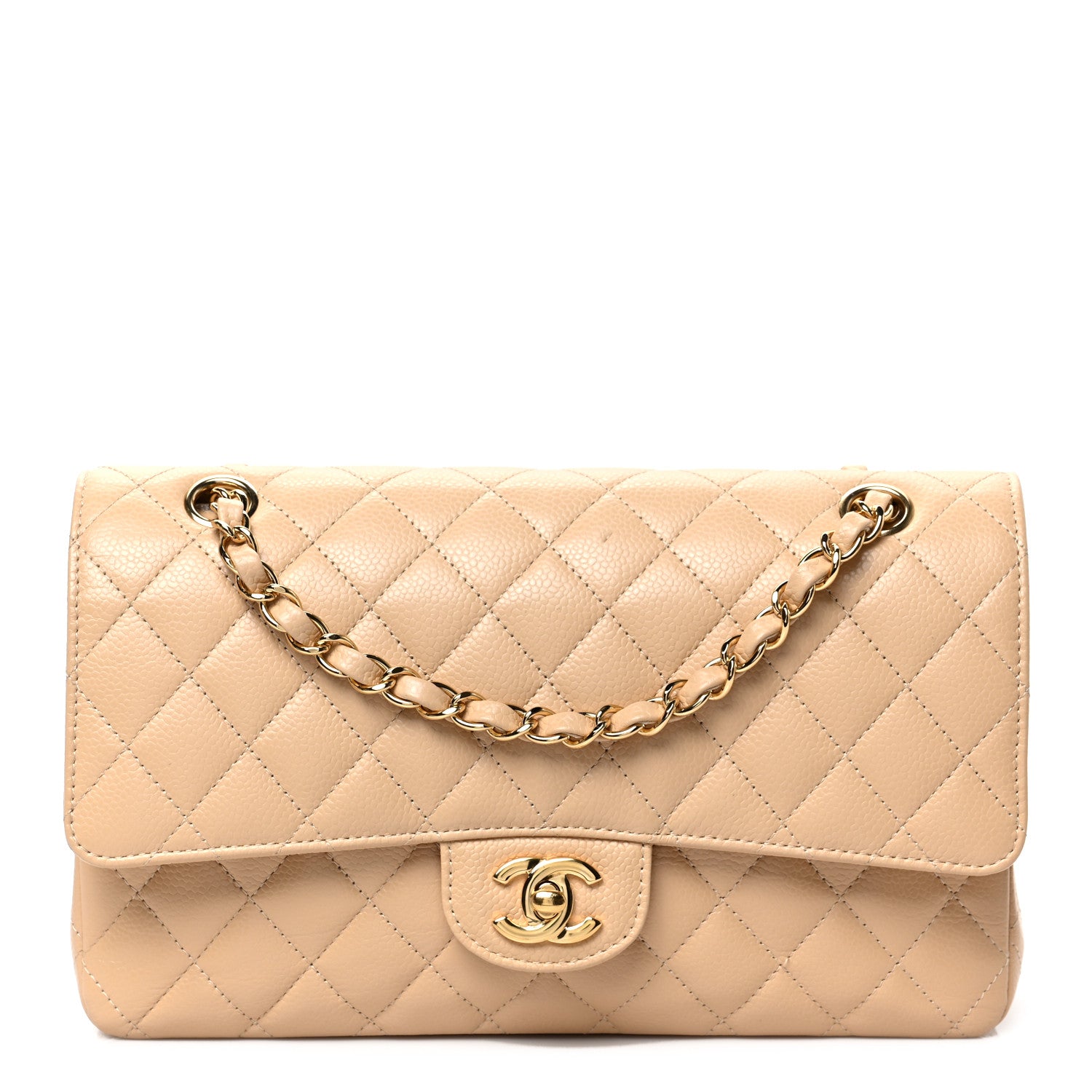 Chanel Caviar Quilted Medium Double Flap Beige 1 of 7