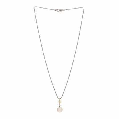 Damiani 18K White Gold Yellow Diamond Pearl Drop Cluster Pendant Necklace 2 of 4