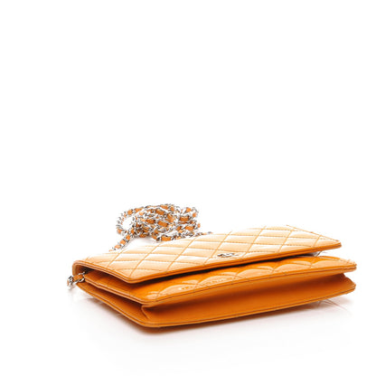 Chanel Patent Quilted Wallet On Chain WOC Orange 4 of 12