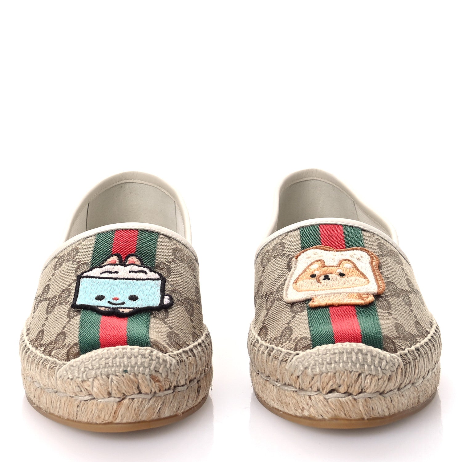 Gucci X PIKARAR GG Supreme Monogram Espadrilles 36 Beige Ebony White 3 of 9