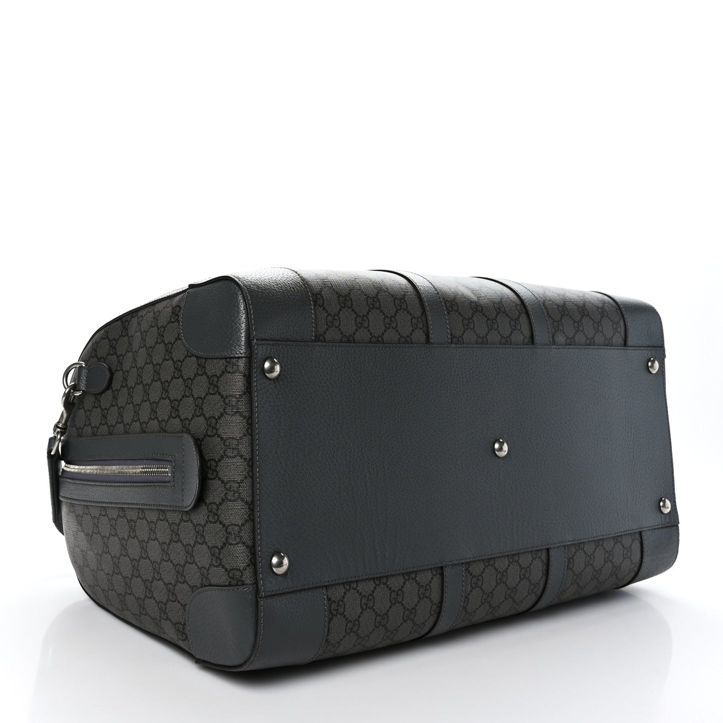GG Supreme Monogram Textured Dollar Calfskin Large Savoy Duffle Bag Grey Black Graphite Grey