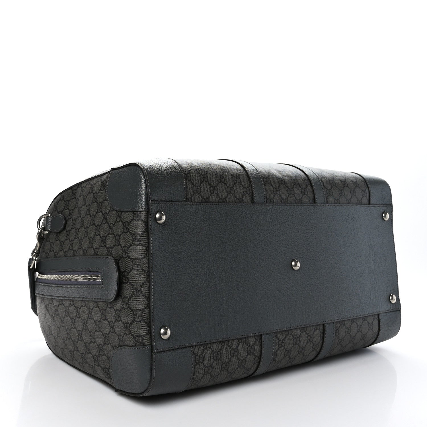 Gucci GG Supreme Monogram Textured Dollar Calfskin Large Savoy Duffle Bag Grey Black Graphite Grey 3 of 10