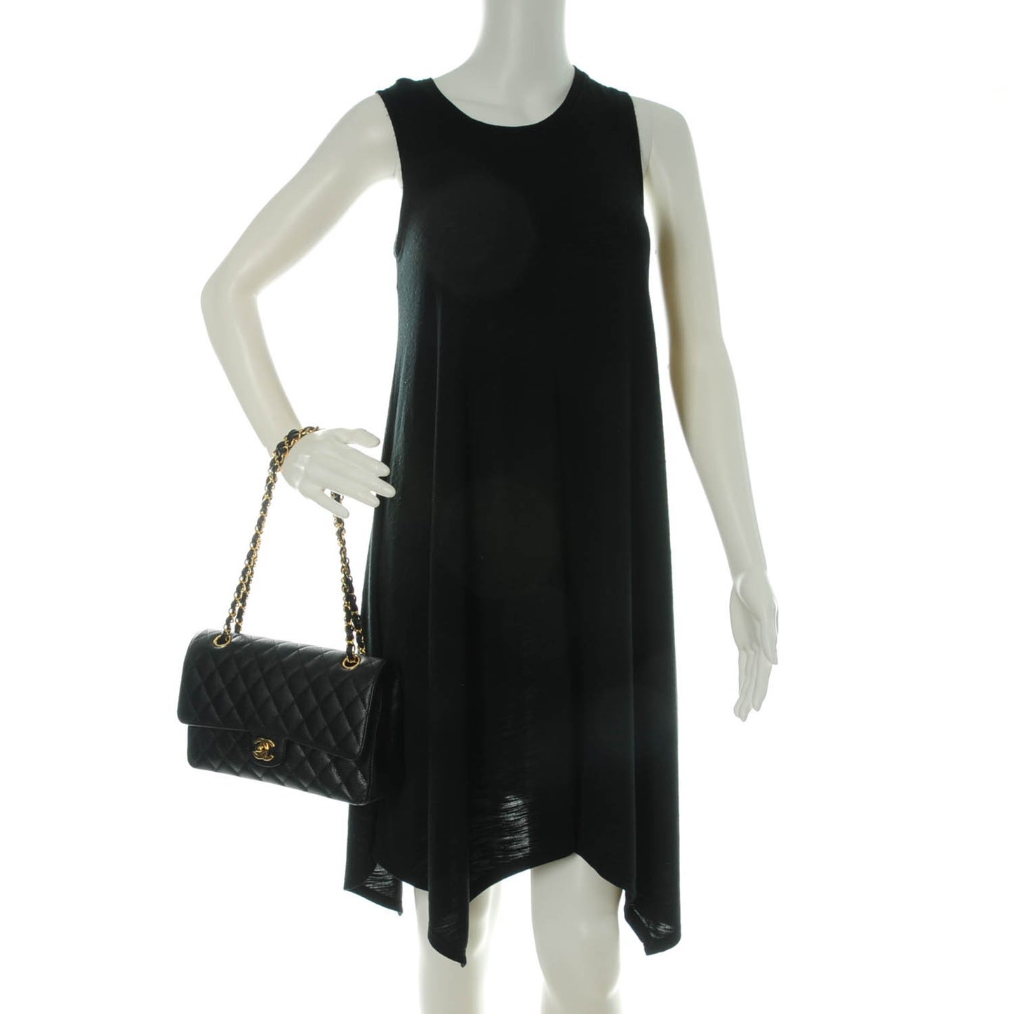 Caviar Quilted Medium Double Flap Black