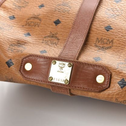MCM Visetos Large Crossbody Messenger Flap Bag Cognac 9 of 10