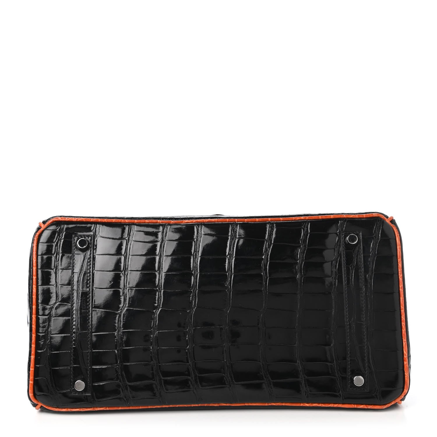 Hermes Shiny Porosus Crocodile Birkin 35 Black Orange 6 of 34