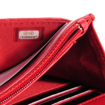 Chanel Lambskin Quilted Wallet On Chain WOC Red 8 of 8