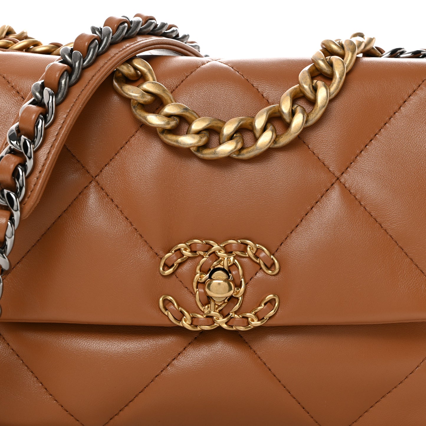 Lambskin Quilted Medium Chanel 19 Flap Brown