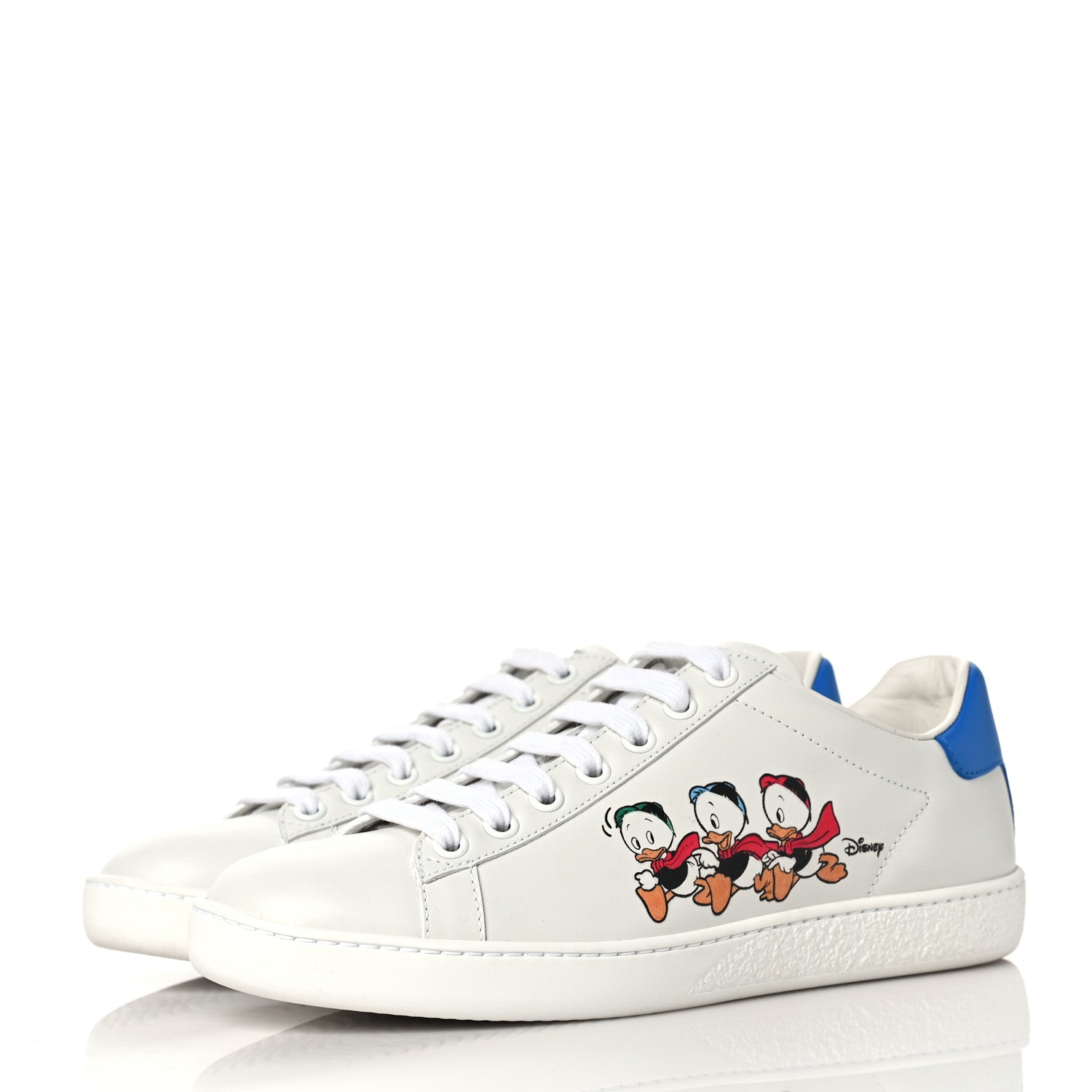 Gucci X DISNEY Calfskin Miro Soft Donald Duck Womens Ace Sneakers 35.5 White Bright Splash 3 of 8