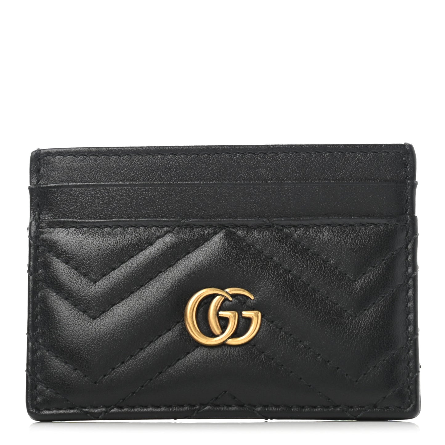 Calfskin Matelasse GG Marmont Card Holder Black