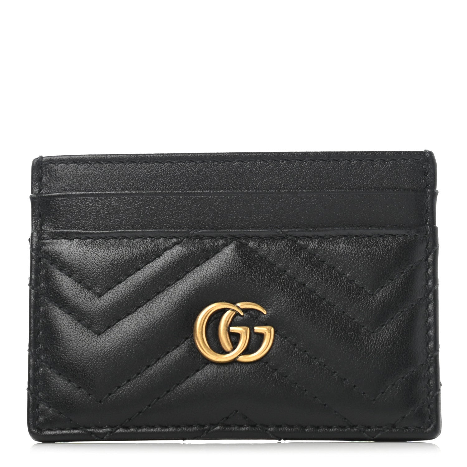 Gucci Calfskin Matelasse GG Marmont Card Holder Black 1 of 6