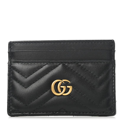 Gucci Calfskin Matelasse GG Marmont Card Holder Black 1 of 6