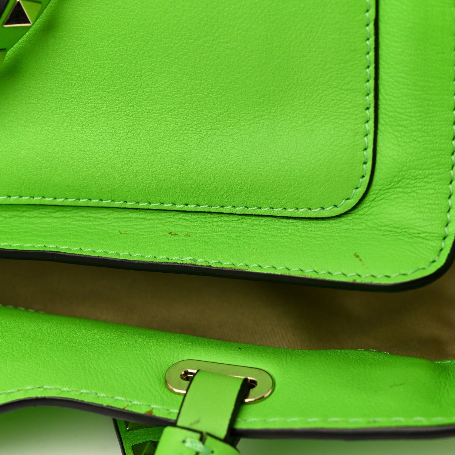 Valentino Garavani Vitello Medium Rockstud Tote Green Fluo 11 of 18
