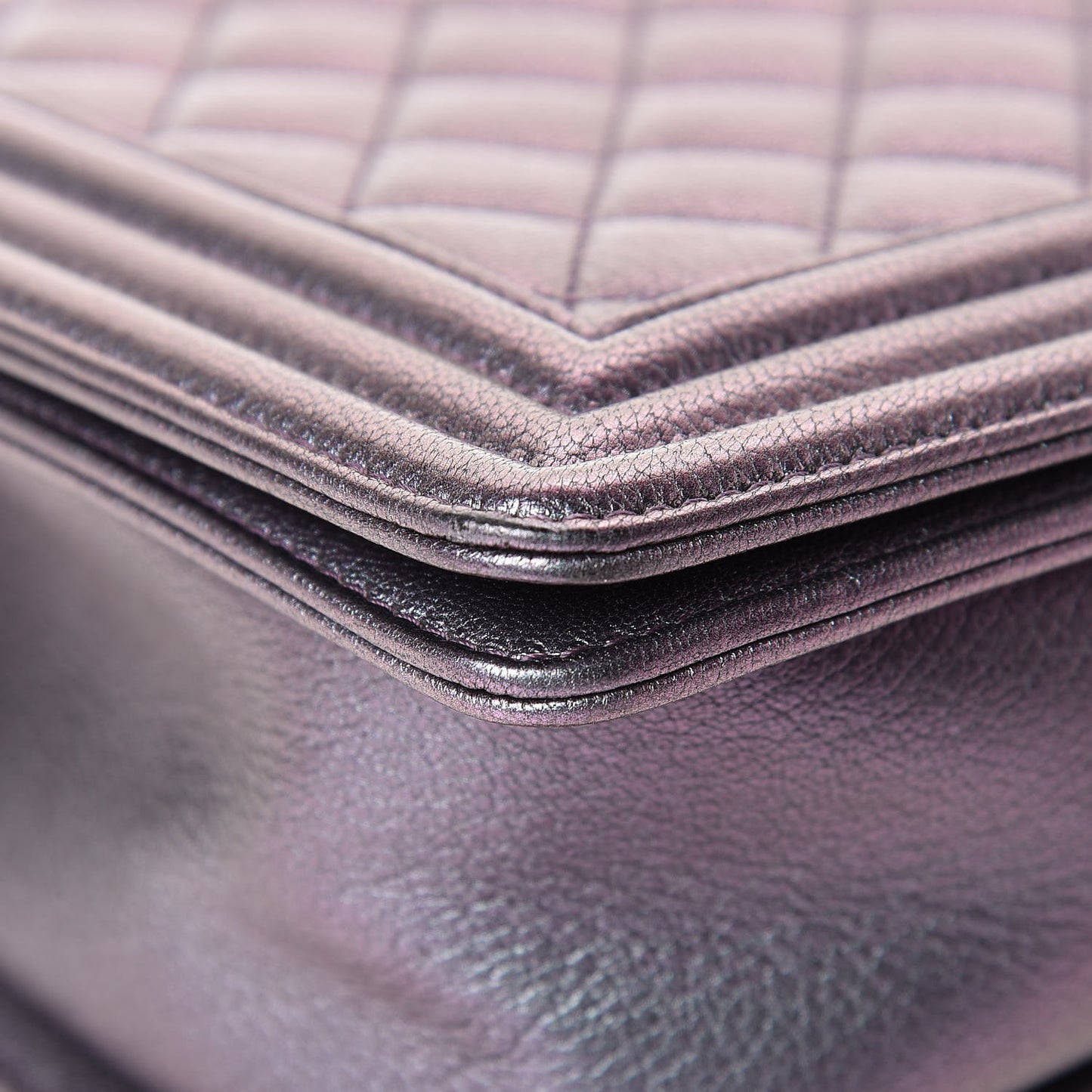 Iridescent Goatskin Quilted New Medium Boy Flap Purple