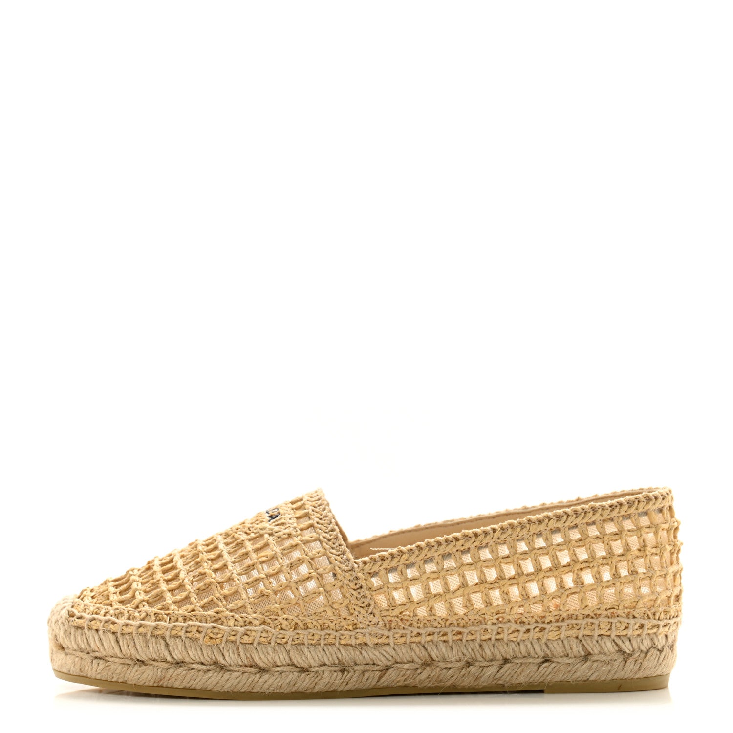 Prada Raffia Triangle Logo Crochet 20mm Espadrilles 37 Naturale 1 of 10