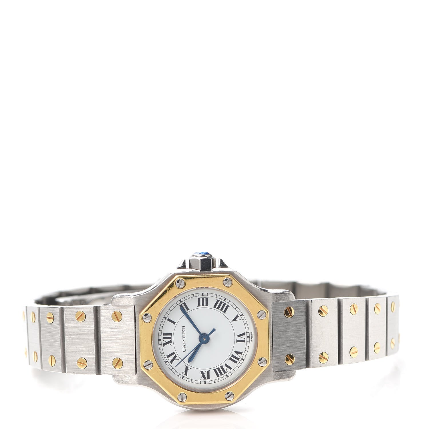 Cartier Stainless Steel 18K Yellow Gold 25mm Santos Octagon Automatic Watch 2 of 6
