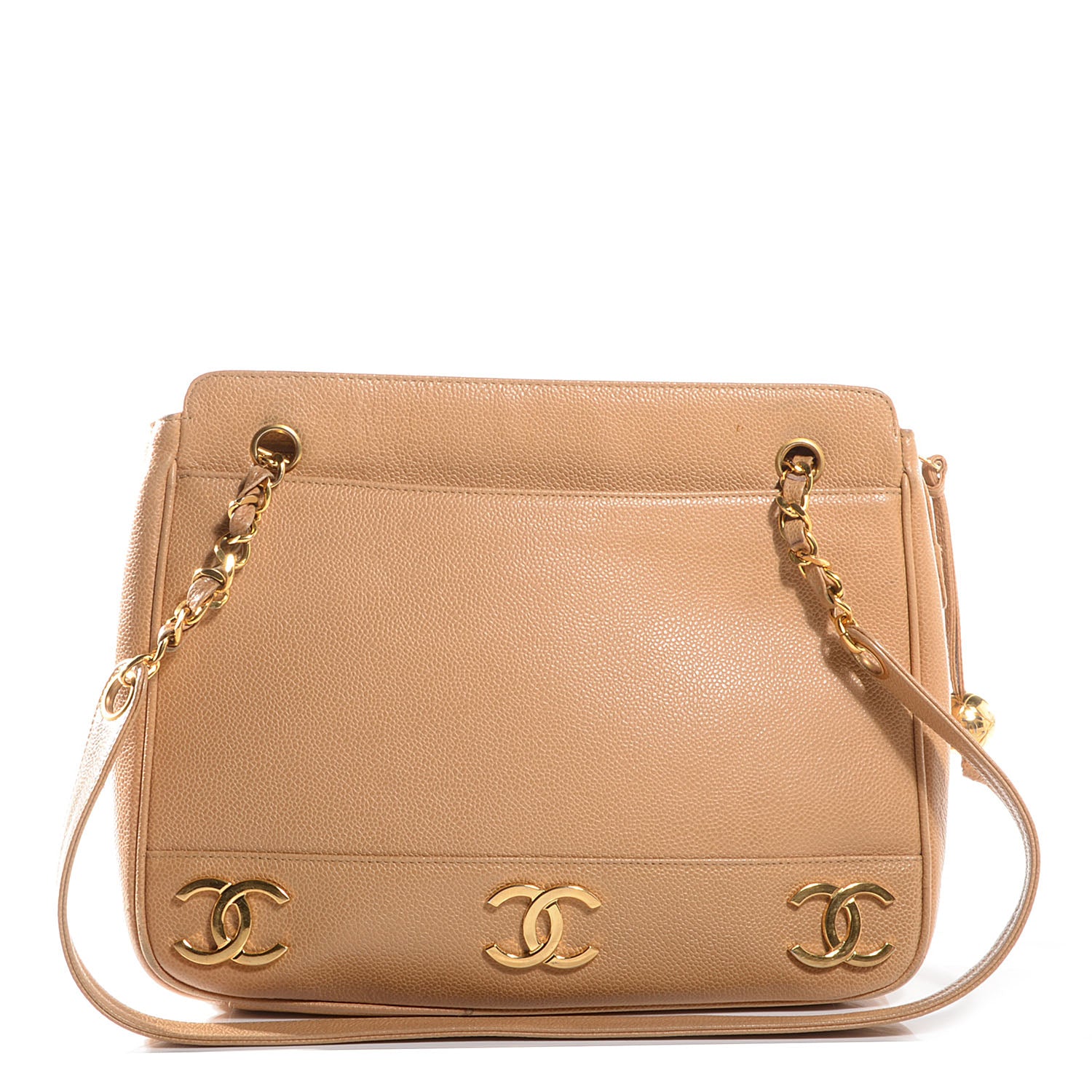 Chanel Caviar Shoulder Bag Beige 1 of 8