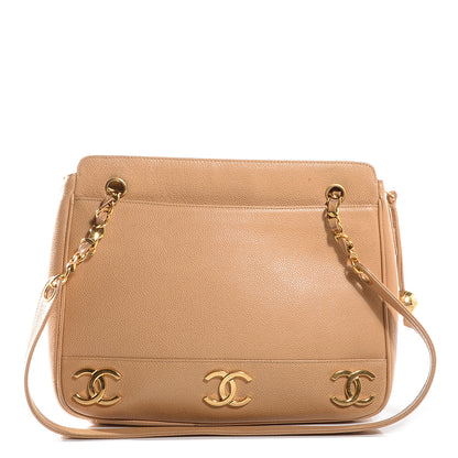 Chanel Caviar Shoulder Bag Beige 1 of 8