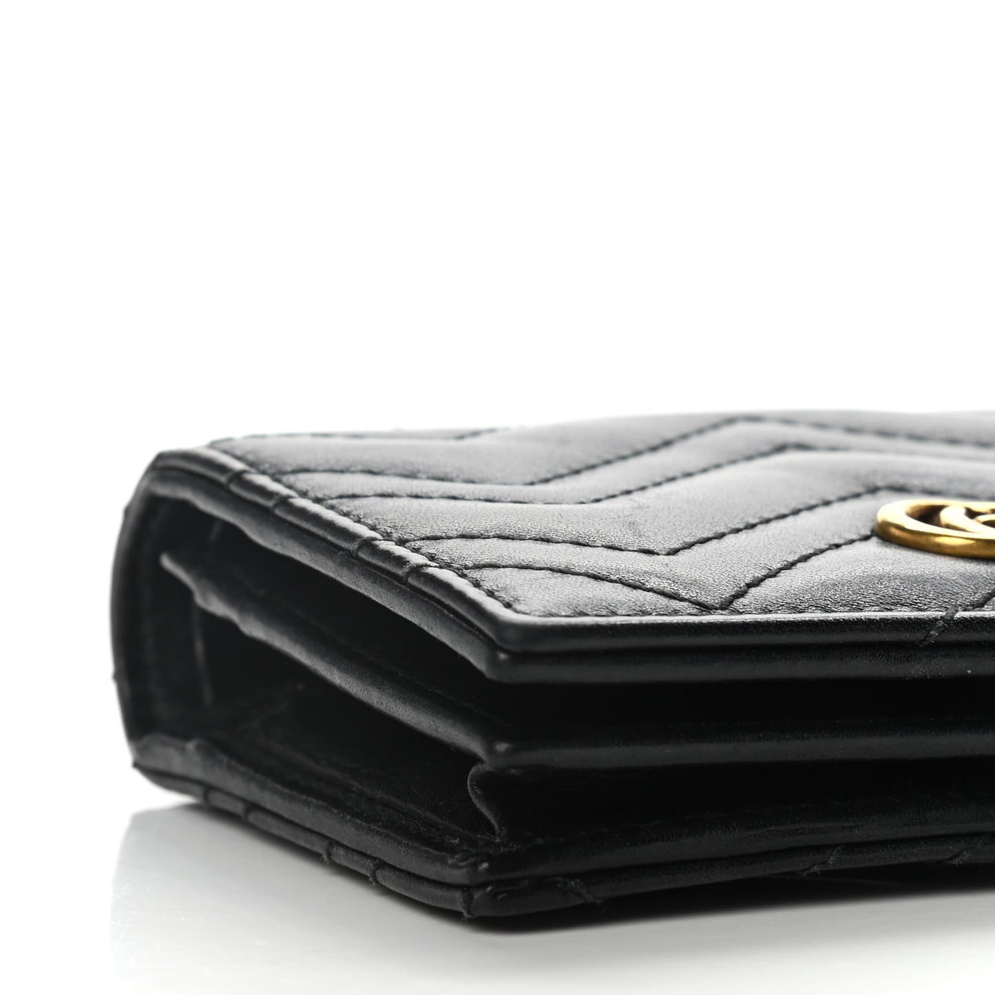 Calfskin Matelasse GG Marmont Card Case Wallet Black