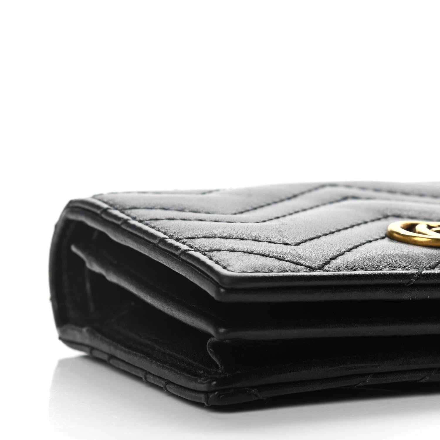 Gucci Calfskin Matelasse GG Marmont Card Case Wallet Black 9 of 12