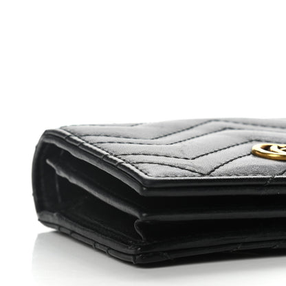 Gucci Calfskin Matelasse GG Marmont Card Case Wallet Black 9 of 12