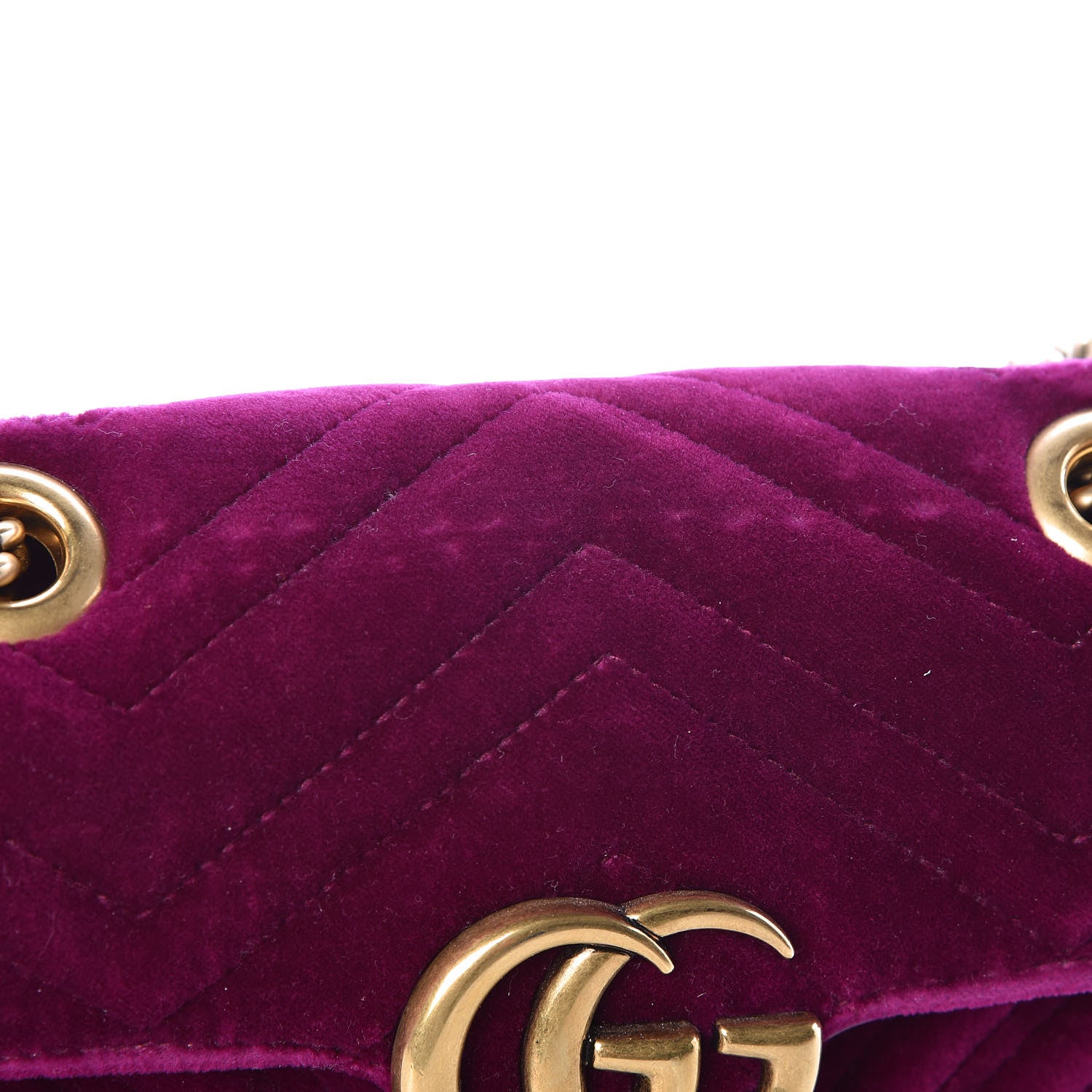 Gucci Velvet Matelasse Mini GG Marmont Shoulder Bag Fuchsia Violet Cyclamen 8 of 8