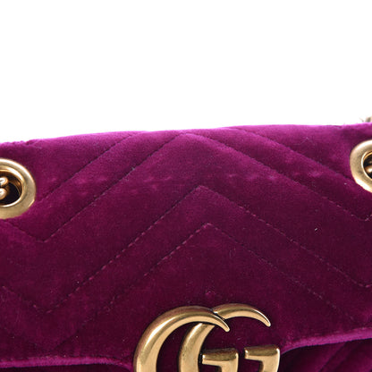 Gucci Velvet Matelasse Mini GG Marmont Shoulder Bag Fuchsia Violet Cyclamen 8 of 8