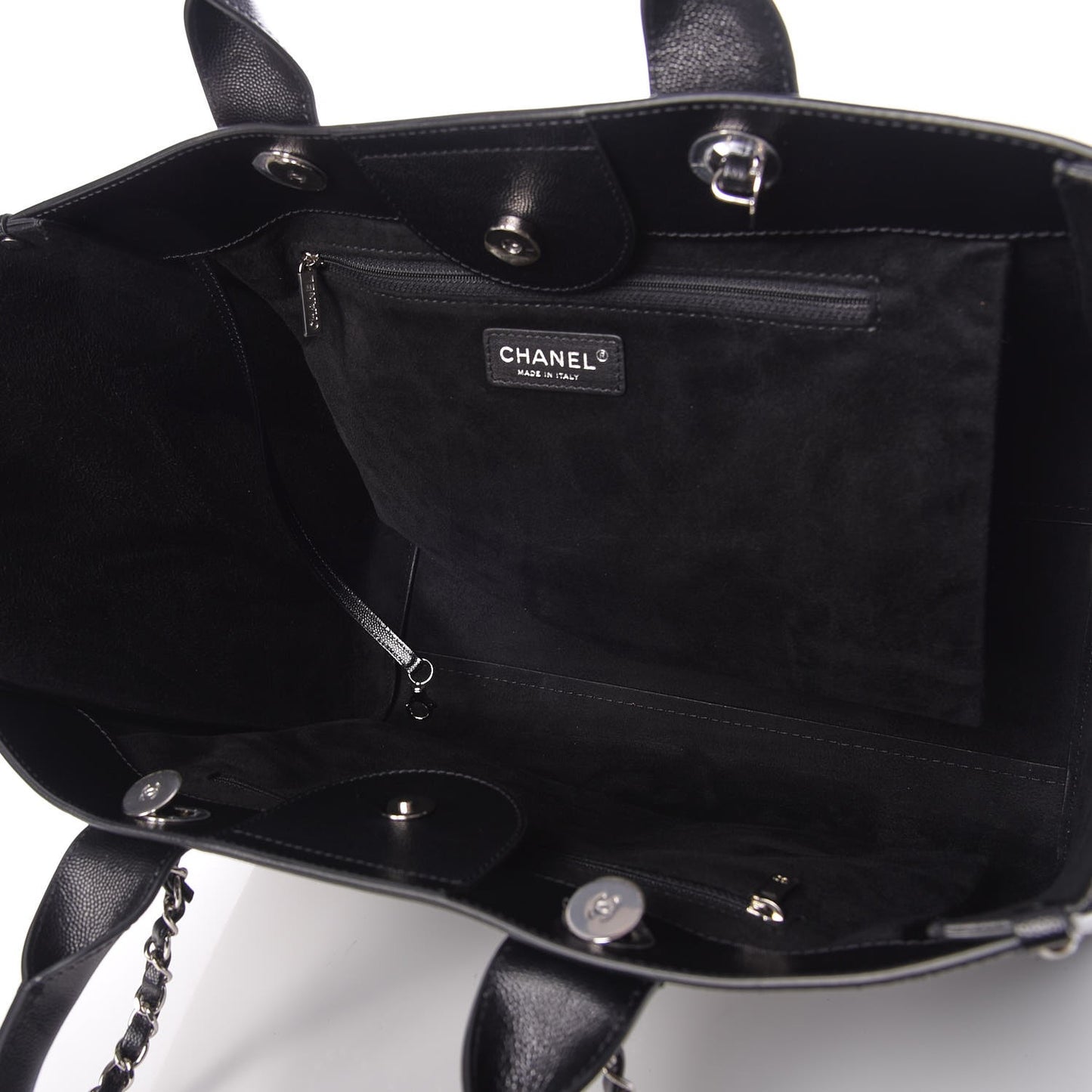Caviar Medium Studded Deauville Tote Black