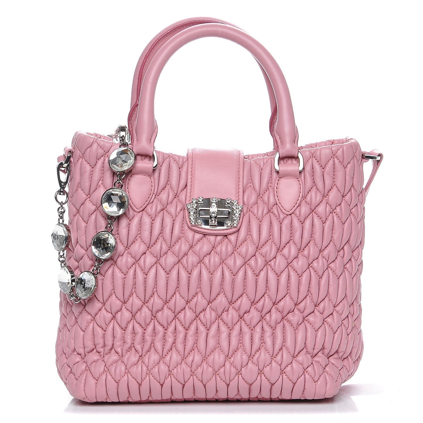 Nappa Matelasse Swarovski Crystal Tote Rosa