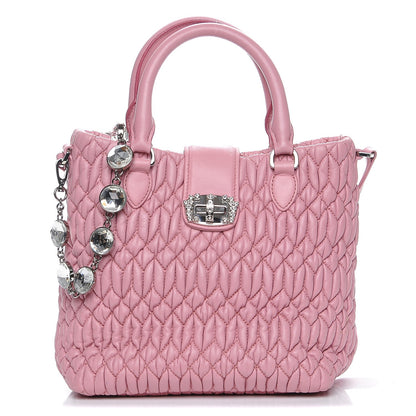 Miu Miu Nappa Matelasse Swarovski Crystal Tote Rosa 1 of 8