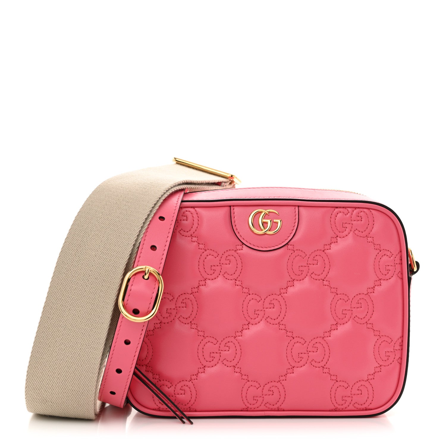 Gucci Calfskin GG Matelasse Small Shoulder Bag Rhodamine Pink Natural 1 of 13