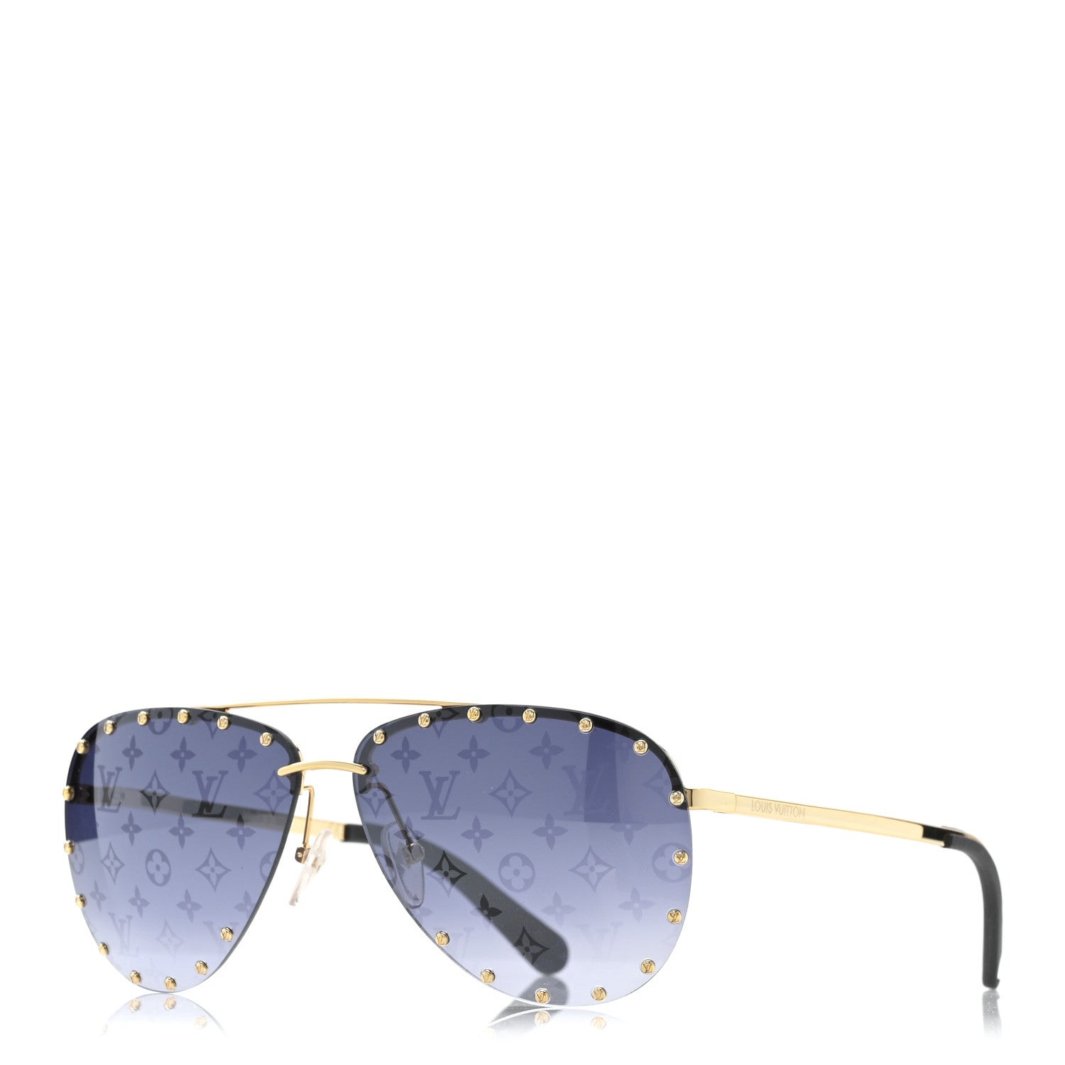 Louis Vuitton Monogram The Party Aviator Sunglasses Z1365U Gold 1 of 8