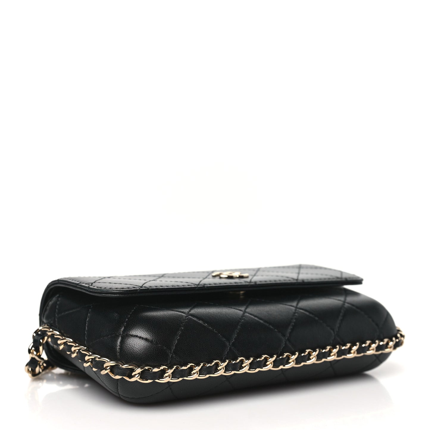 Lambskin Quilted Chain Around Clutch On Chain Black