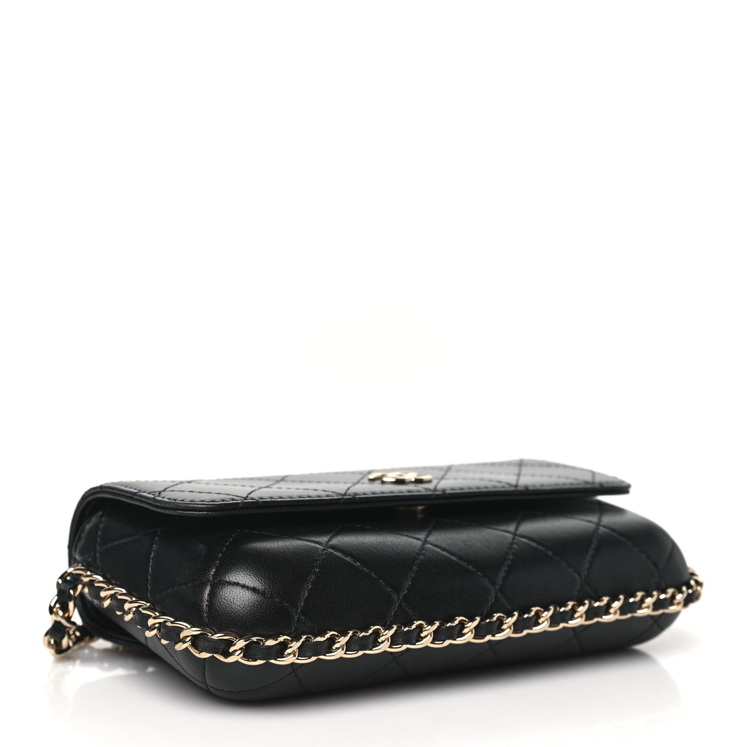 Chanel Lambskin Quilted Chain Around Clutch On Chain Black 4 of 10