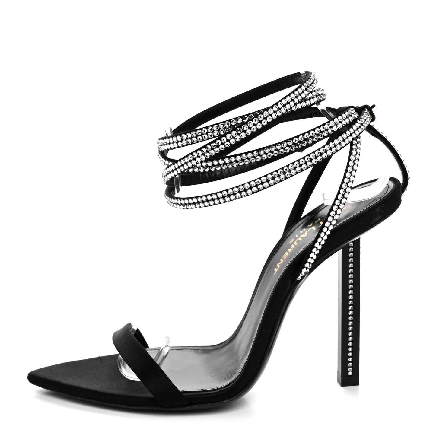 Satin Crystal Ava 105 Sandals 36 Black