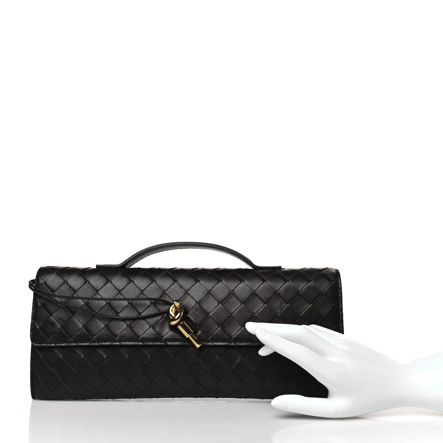 Nappa Intrecciato Long Andiamo Top Handle Clutch Fondant