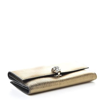 Alexander McQueen Metallic Calfskin Skull Continental Wallet Antique Gold 4 of 10